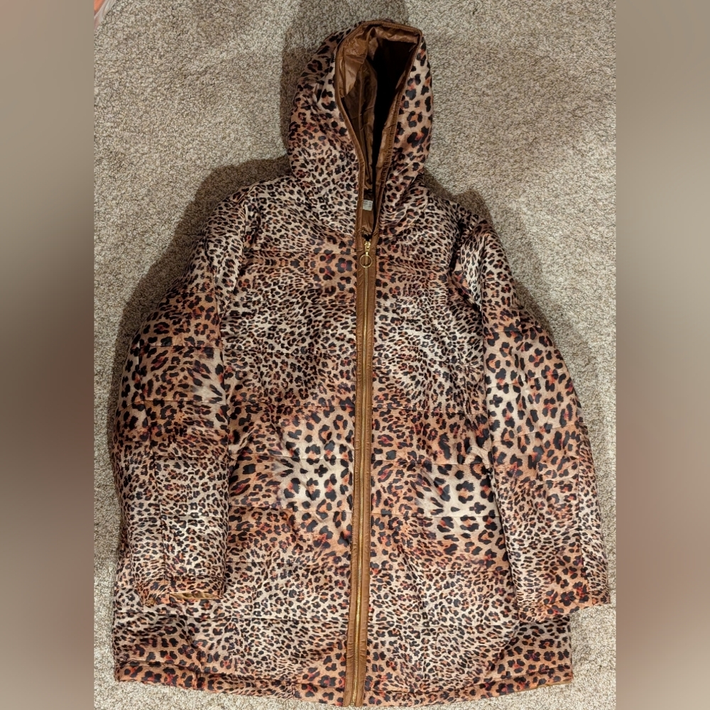 Leopard Print Hooded Coat